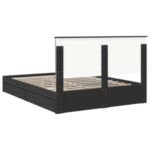 Letto con Contenitore Nero 150 x 200 cm Legno multistrato 3411195