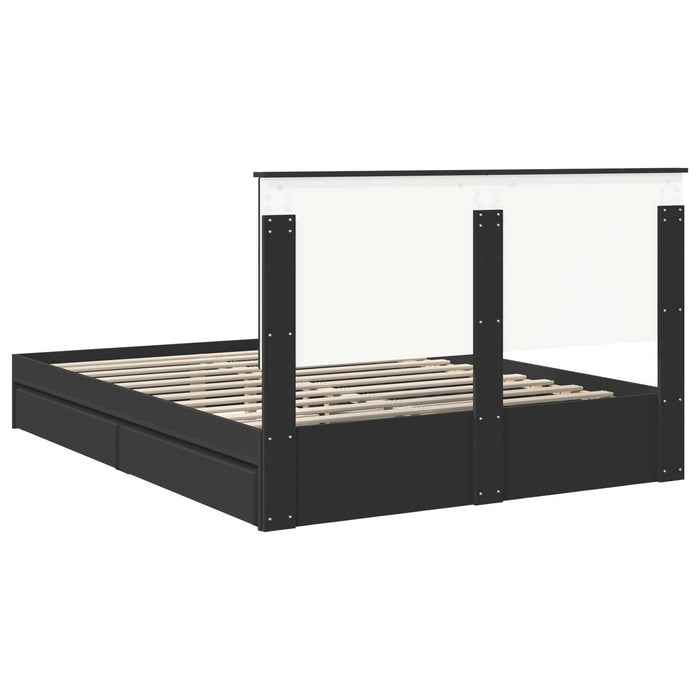 Letto con Contenitore Nero 150 x 200 cm Legno multistrato 3411195