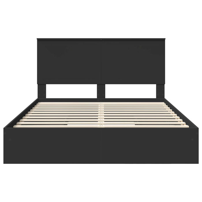 Letto con Contenitore Nero 150 x 200 cm Legno multistrato 3411195