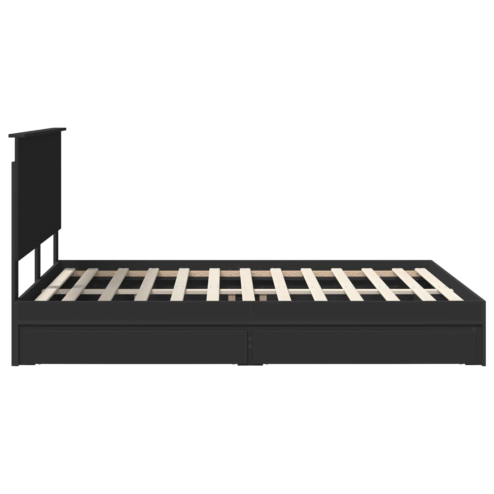 Letto con Contenitore Nero 150 x 200 cm Legno multistrato 3411195