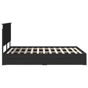 Letto con Contenitore Nero 150 x 200 cm Legno multistrato 3411195