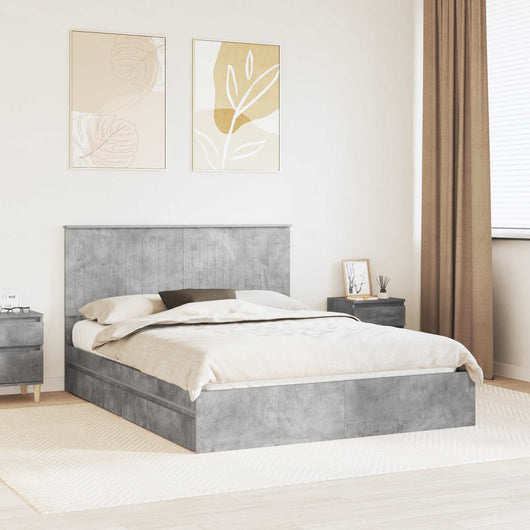Letto con Contenitore con testiera-Struttura Letto con contenitore Grigio cemento 150 x 200 cm 295204