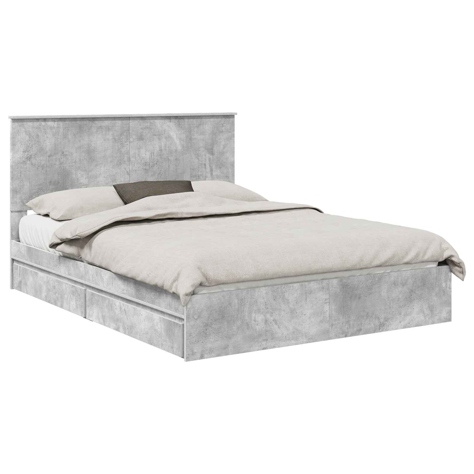 Letto con Contenitore con testiera-Struttura Letto con contenitore Grigio cemento 150 x 200 cm 295204
