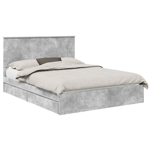 Letto con Contenitore con testiera-Struttura Letto con contenitore Grigio cemento 150 x 200 cm 295204