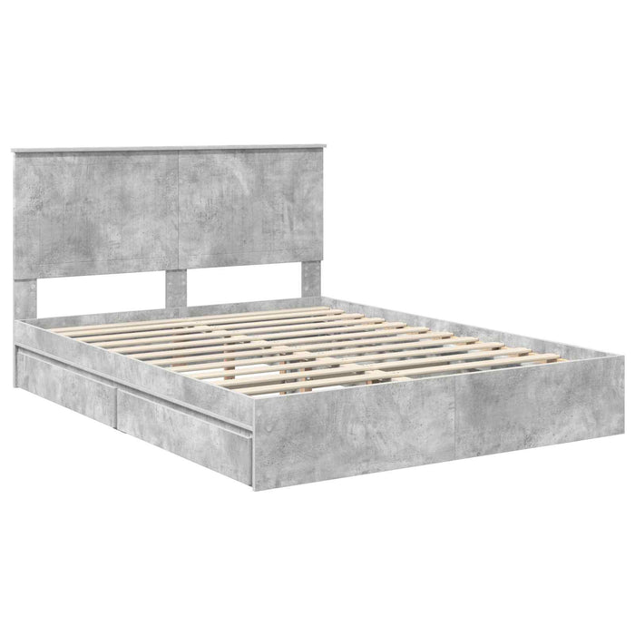 Letto con Contenitore con testiera Grigio cemento 150 x 200 cm 3411197