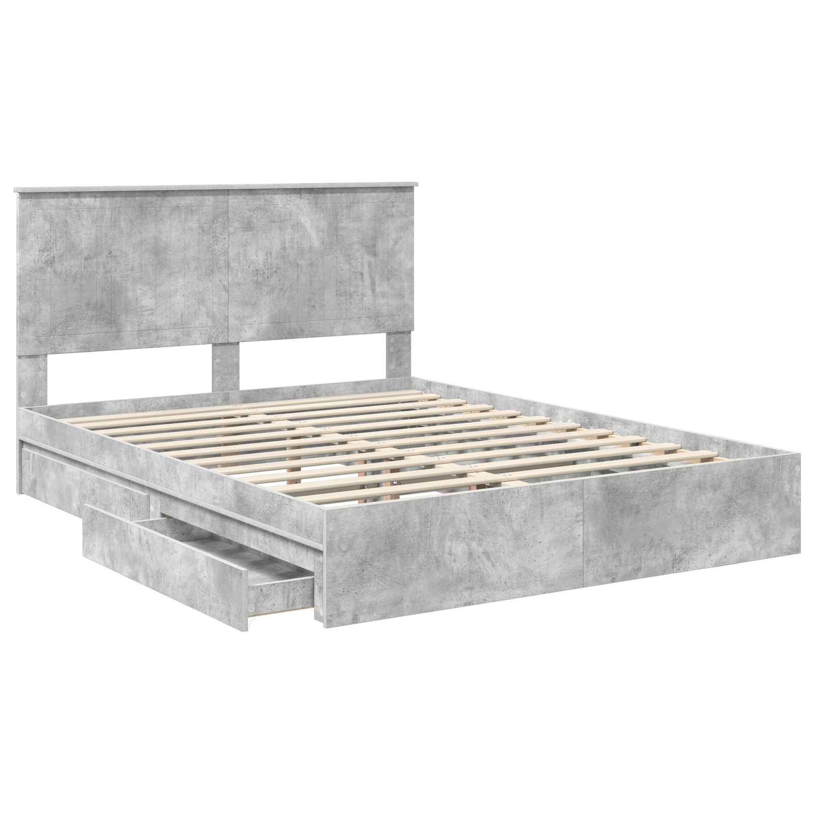 Letto con Contenitore con testiera-Struttura Letto con contenitore Grigio cemento 150 x 200 cm 295204