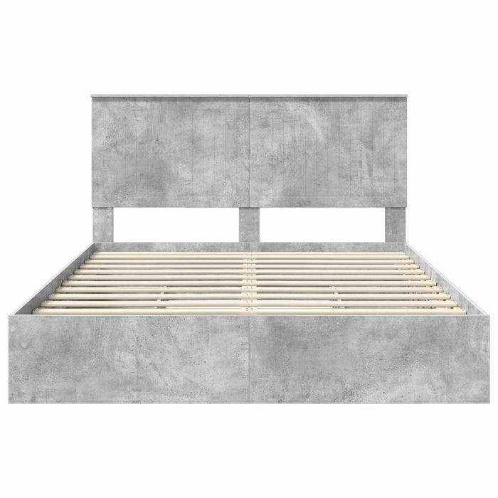 Letto con Contenitore con testiera Grigio cemento 150 x 200 cm 3411197