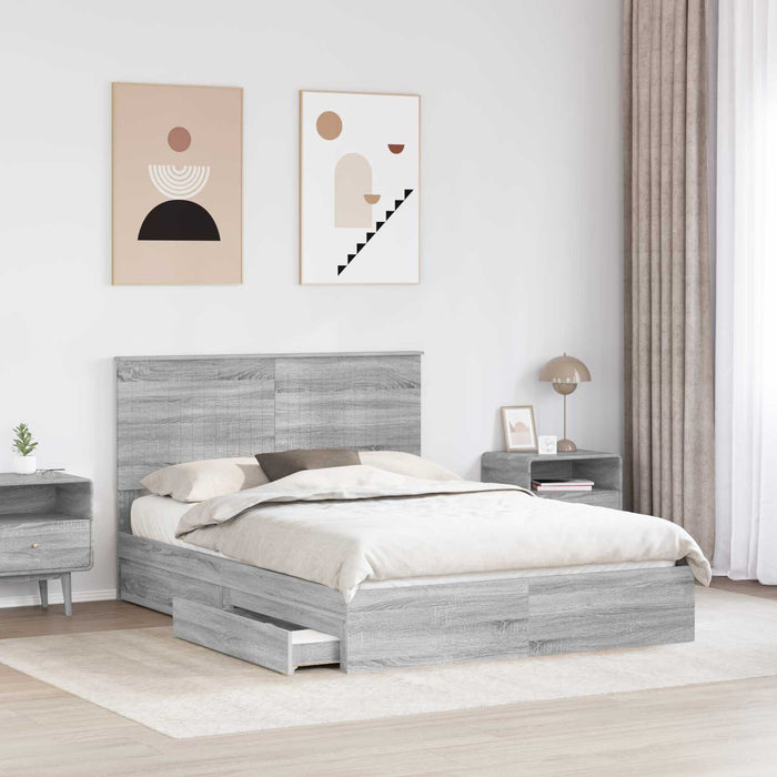 Letto con Contenitore con testiera-Struttura Letto con contenitore Grigio Sonoma 140 x 200 cm 215987