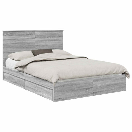 Letto con Contenitore con testiera-Struttura Letto con contenitore Grigio Sonoma 140 x 200 cm 215987