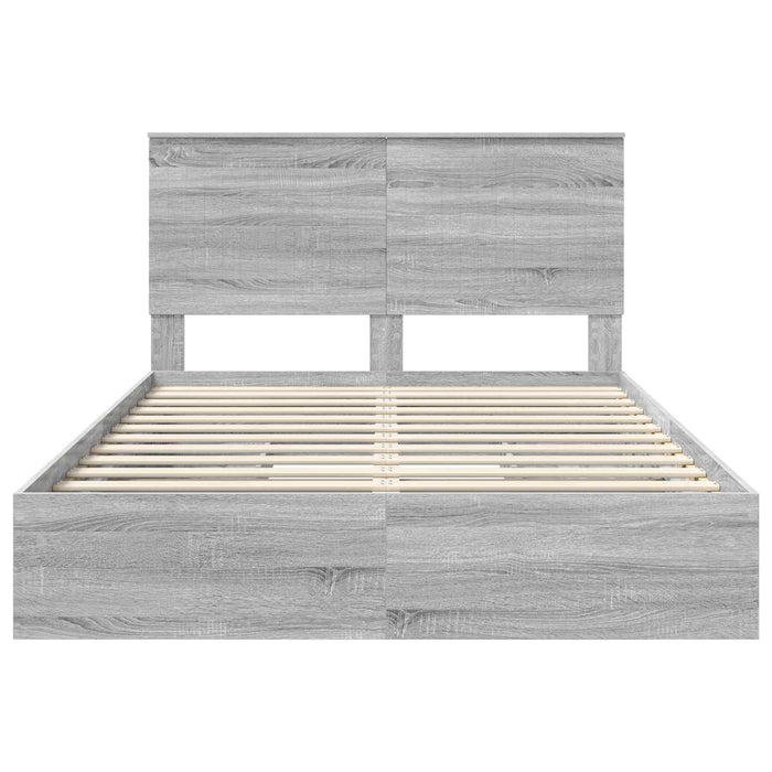 Letto con Contenitore con testiera-Struttura Letto con contenitore Grigio Sonoma 140 x 200 cm 215987