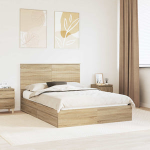 Letto con Contenitore con testiera-Struttura Letto con contenitore Rovere Sonoma 135 x 190 cm 109723