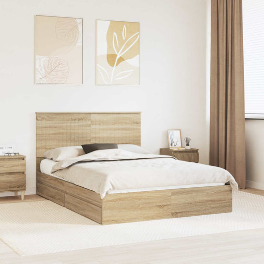 Letto con Contenitore con testiera-Struttura Letto con contenitore Rovere Sonoma 135 x 190 cm 109723