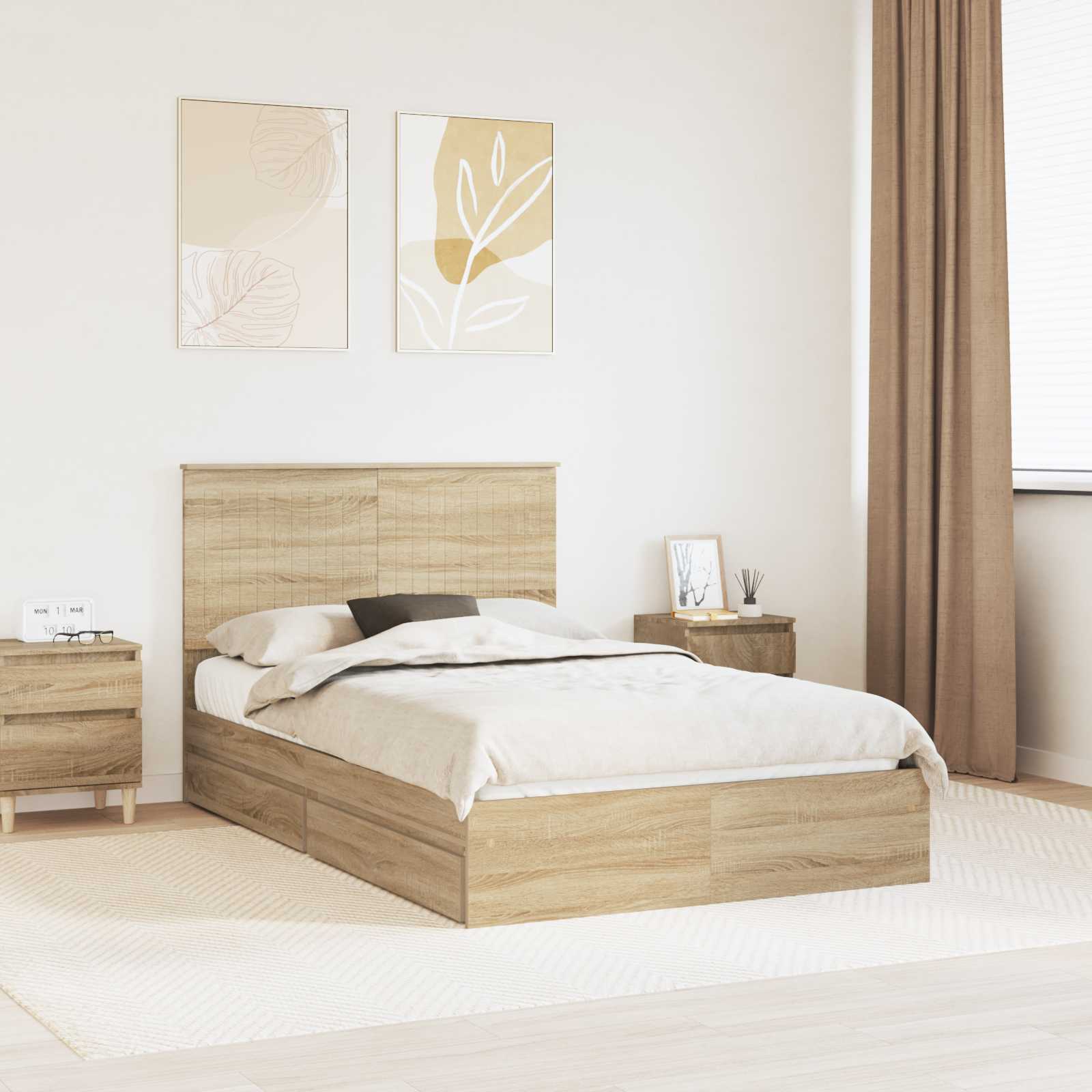Letto con Contenitore con testiera-Struttura Letto con contenitore Rovere Sonoma 120 x 190 cm 330336