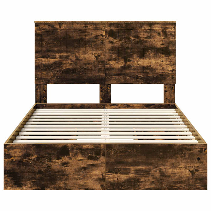 Letto con Contenitore con testiera-Struttura Letto con contenitore Rovere fum¨¦ 120 x 190 cm 834368