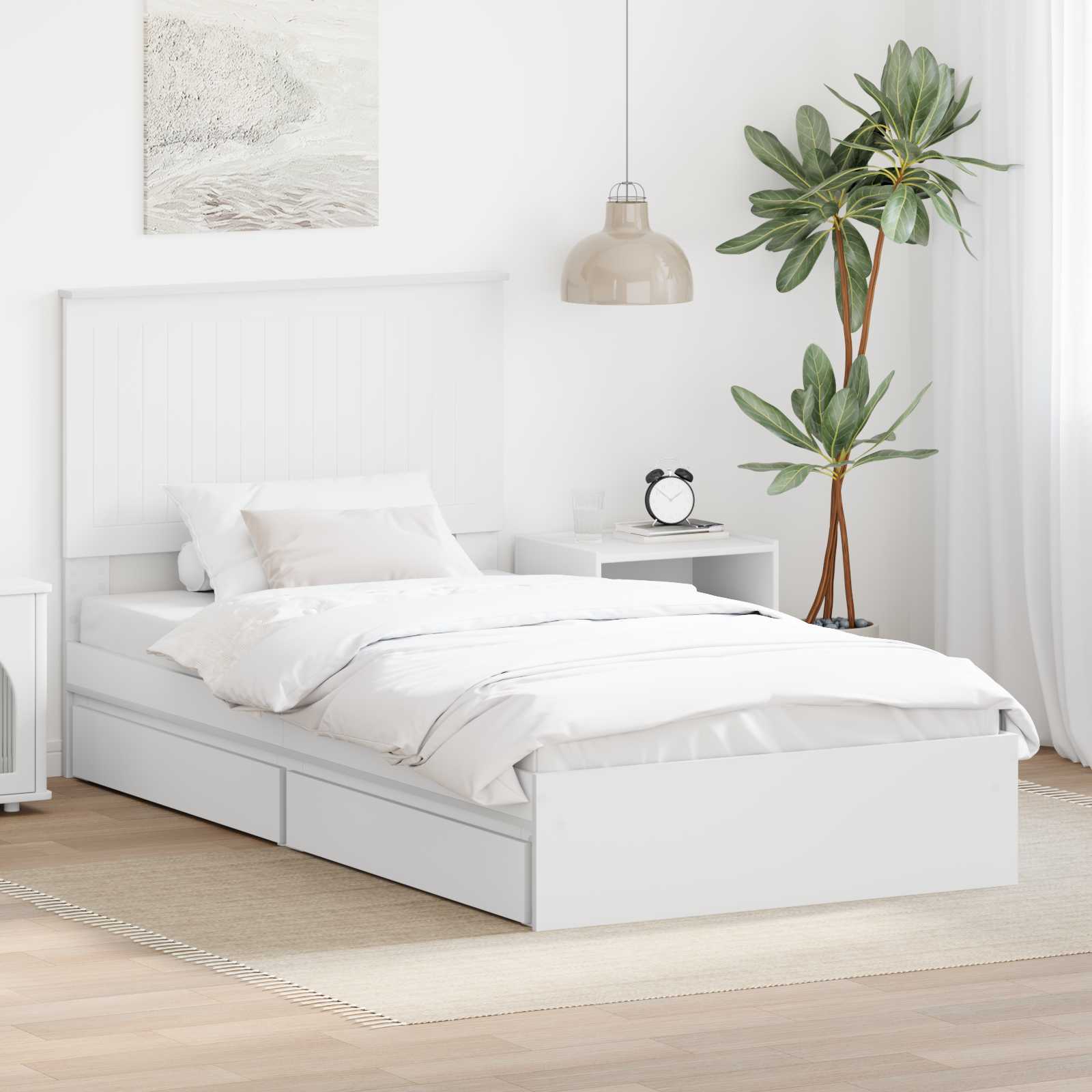 Letto con Contenitore Bianco 100 x 200 cm Legno multistrato 3411236