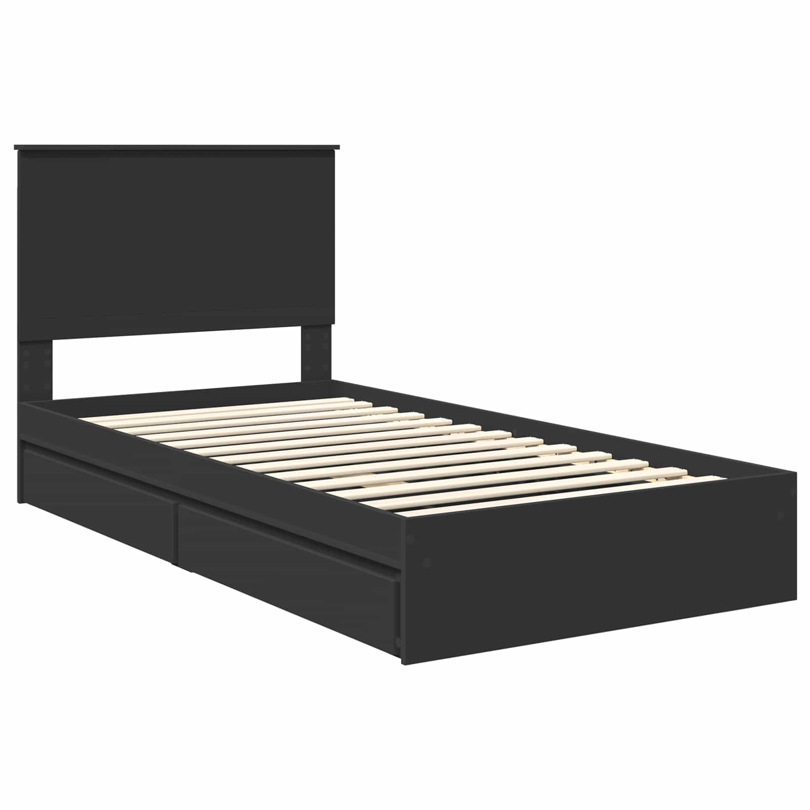 Letto con Contenitore Nero 100 x 200 cm Legno multistrato 3411237