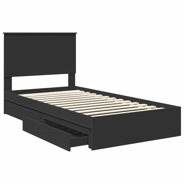 Letto con Contenitore Nero 100 x 200 cm Legno multistrato 3411237