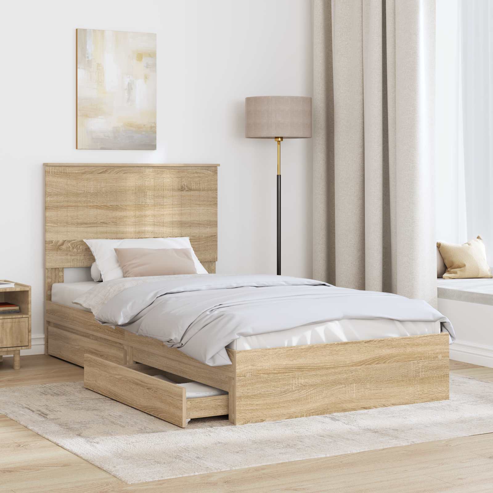 Letto con Contenitore con testiera Rovere Sonoma 100 x 200 cm 3411238