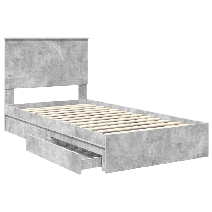 Letto con Contenitore con testiera Grigio cemento 100 x 200 cm 3411239