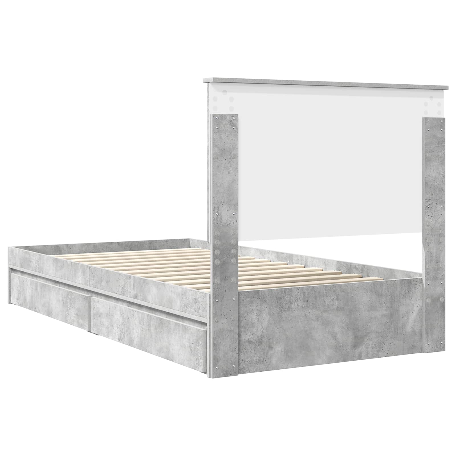 Letto con Contenitore con testiera Grigio cemento 100 x 200 cm 3411239
