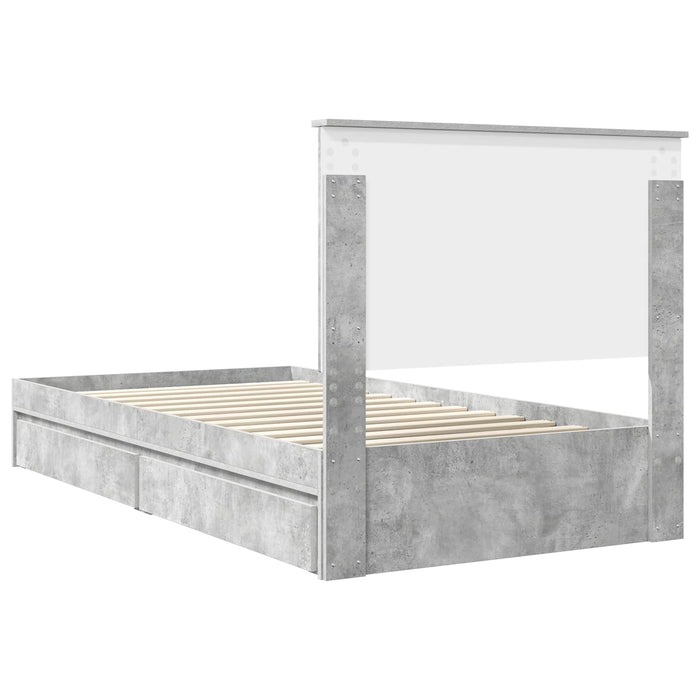 Letto con Contenitore con testiera Grigio cemento 100 x 200 cm 3411239
