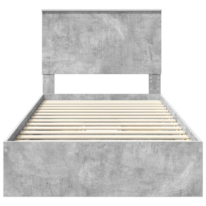 Letto con Contenitore con testiera Grigio cemento 100 x 200 cm 3411239