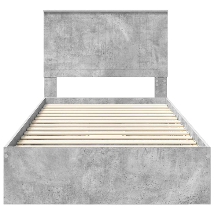 Letto con Contenitore con testiera Grigio cemento 100 x 200 cm 3411239