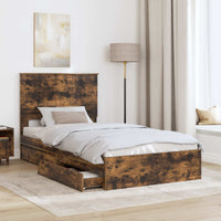 Letto con Contenitore con testiera Rovere fumé 100 x 200 cm 3411240