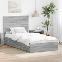 Letto con Contenitore con testiera Grigio Sonoma 100 x 200 cm 3411241