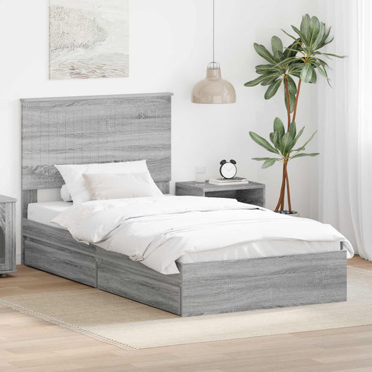 Letto con Contenitore con testiera-Struttura Letto con contenitore Grigio Sonoma 100 x 200 cm 837275