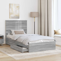 Letto con Contenitore con testiera-Struttura Letto con contenitore Grigio Sonoma 100 x 200 cm 837275
