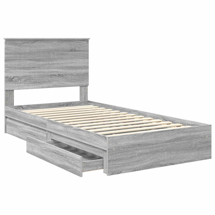 Letto con Contenitore con testiera-Struttura Letto con contenitore Grigio Sonoma 100 x 200 cm 837275