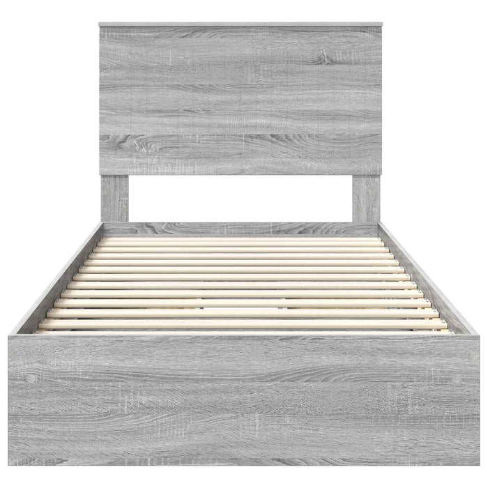 Letto con Contenitore con testiera Grigio Sonoma 100 x 200 cm 3411241