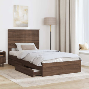 Letto con Contenitore con testiera-Struttura Letto con contenitore Rovere Marrone 100 x 200 cm 667055