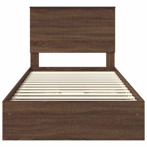 Letto con Contenitore con testiera-Struttura Letto con contenitore Rovere Marrone 100 x 200 cm 667055