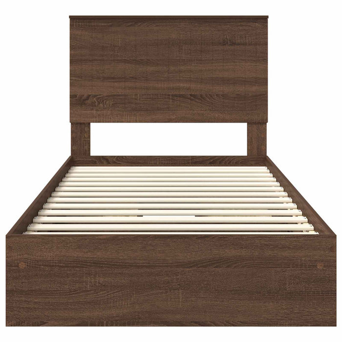 Letto con Contenitore con testiera-Struttura Letto con contenitore Rovere Marrone 100 x 200 cm 667055