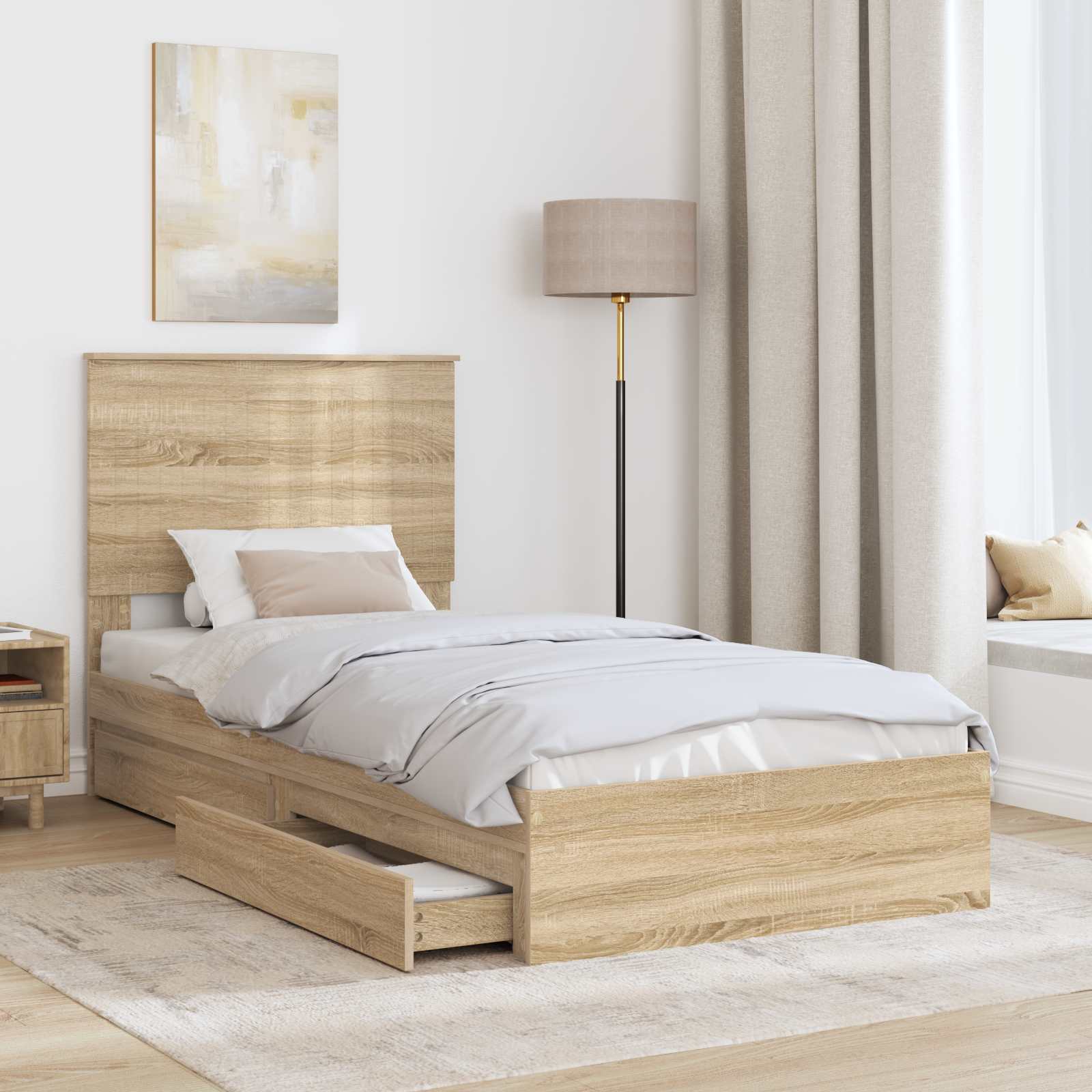 Letto con Contenitore con testiera Rovere Sonoma 90 x 200 cm 3411245