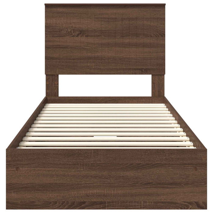 Letto con Contenitore con testiera Rovere Marrone 90 x 200 cm 3411249