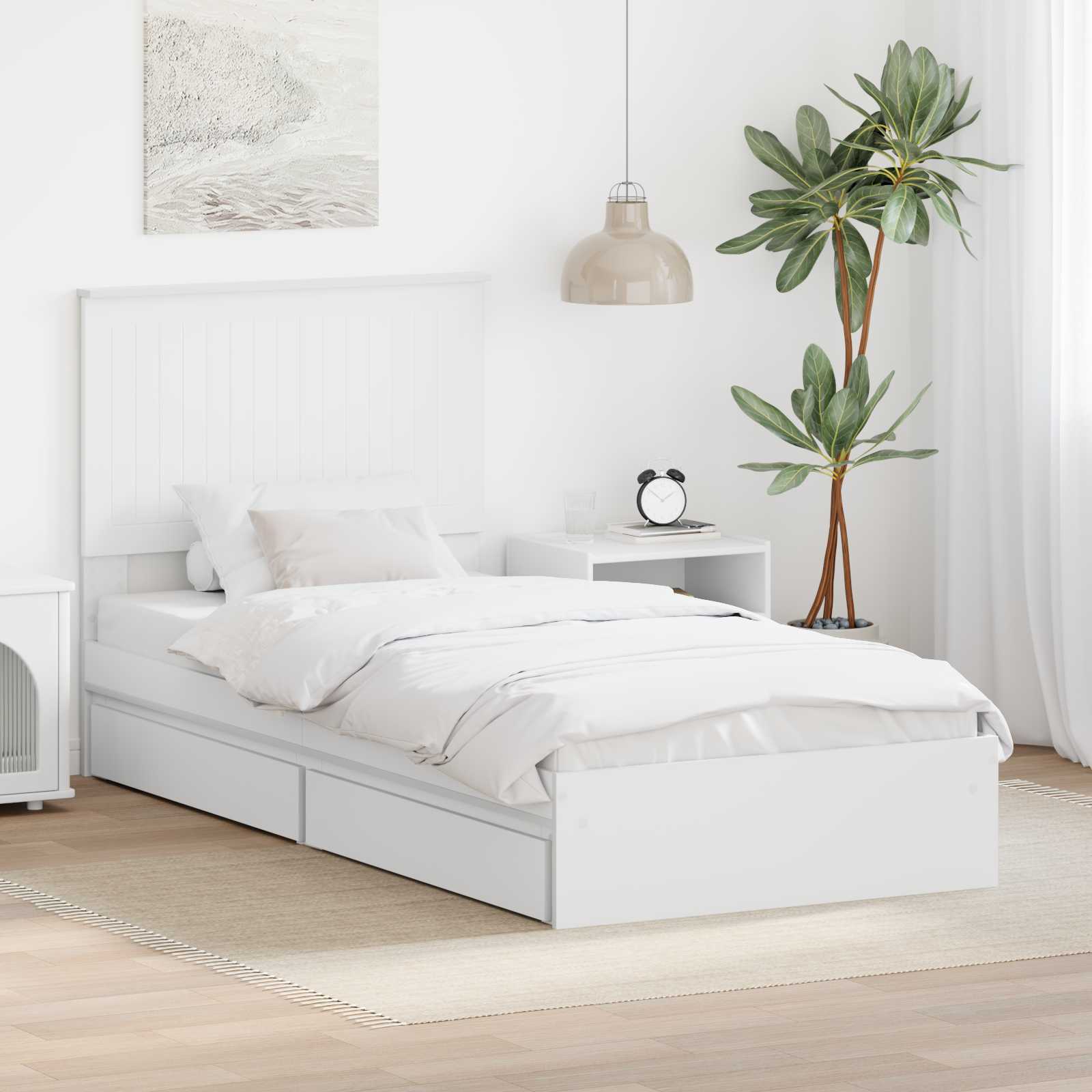 Letto con Contenitore Bianco 90 x 190 cm Legno multistrato 3411250