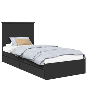 Letto con Contenitore Nero 90 x 190 cm Legno multistrato 3411251