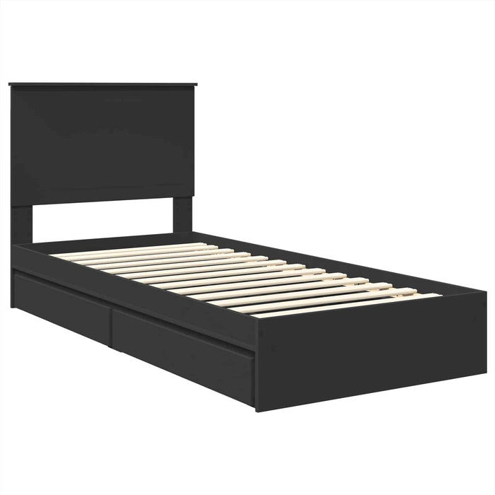 Letto con Contenitore Nero 90 x 190 cm Legno multistrato 3411251