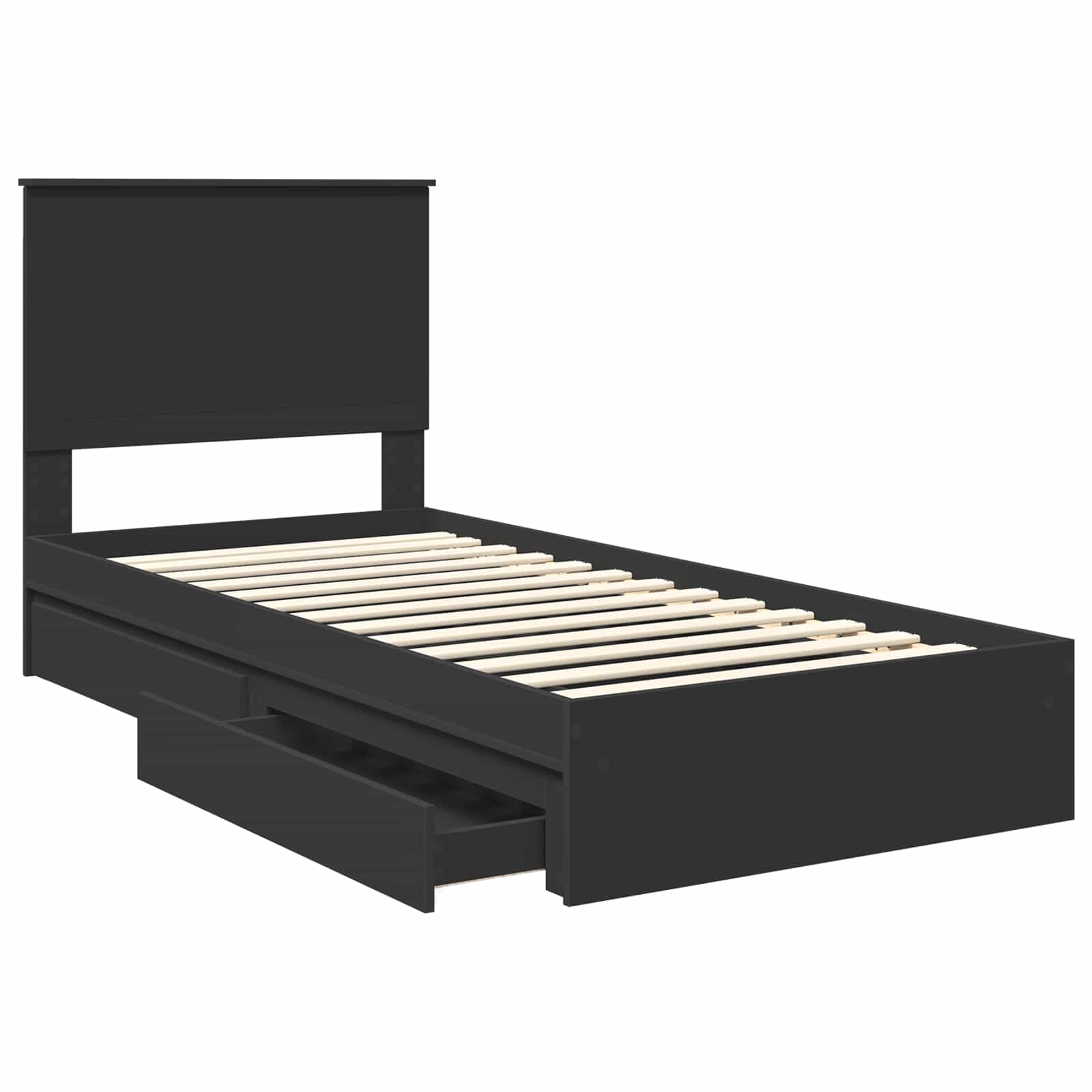 Letto con Contenitore Nero 90 x 190 cm Legno multistrato 3411251