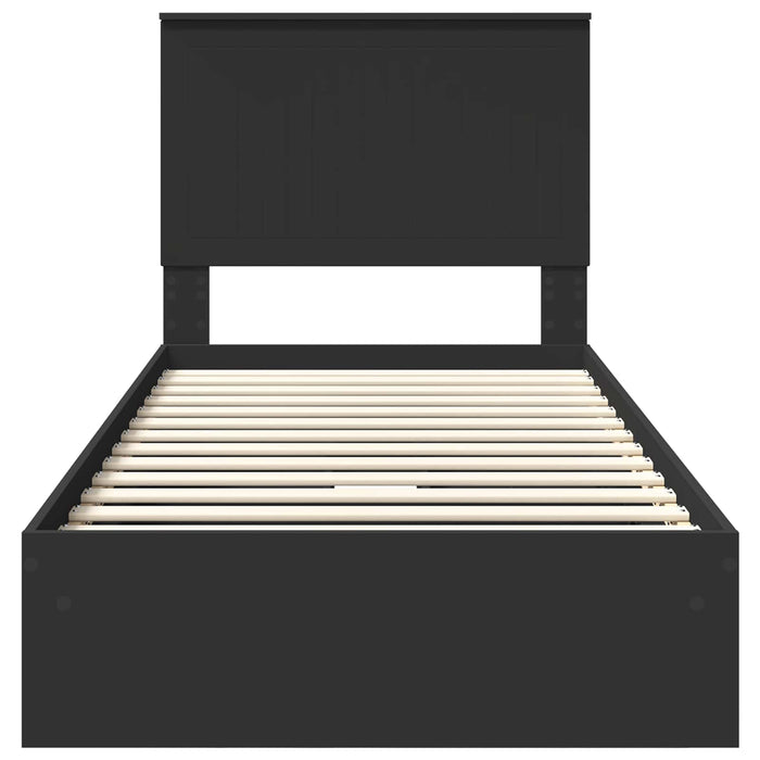 Letto con Contenitore Nero 90 x 190 cm Legno multistrato 3411251