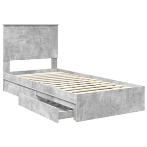 Letto con Contenitore con testiera-Struttura Letto con contenitore Grigio cemento 90 x 190 cm 616085