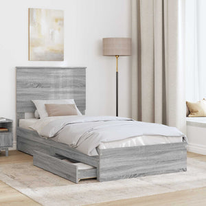 Letto con Contenitore con testiera Grigio Sonoma 90 x 190 cm 3411255
