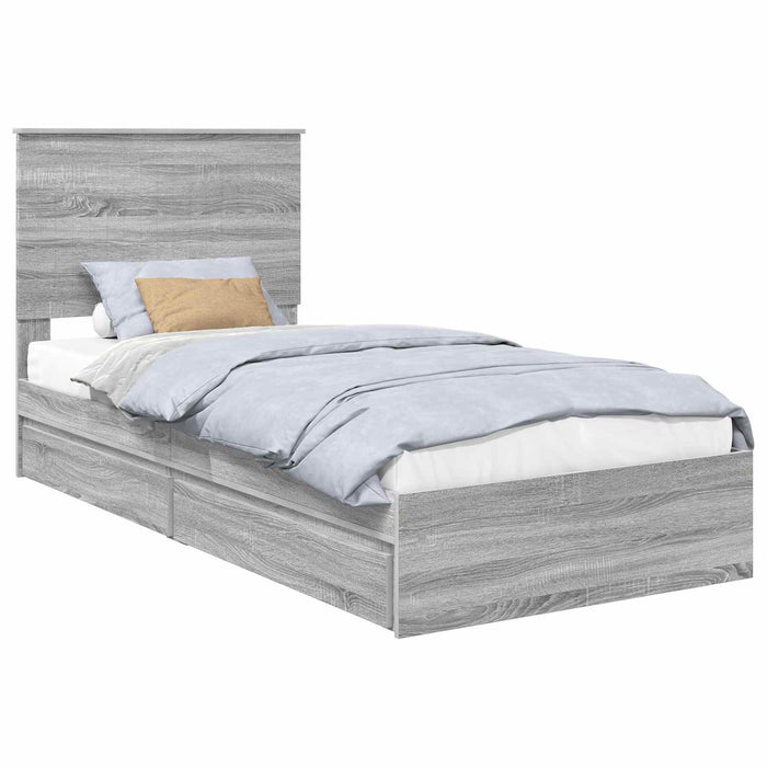 Letto con Contenitore con testiera-Struttura Letto con contenitore Grigio Sonoma 90 x 190 cm 383240