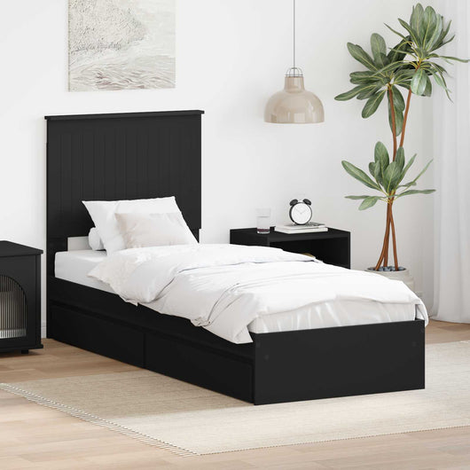 Letto con Contenitore Nero 75 x 190 cm Legno multistrato 3411258