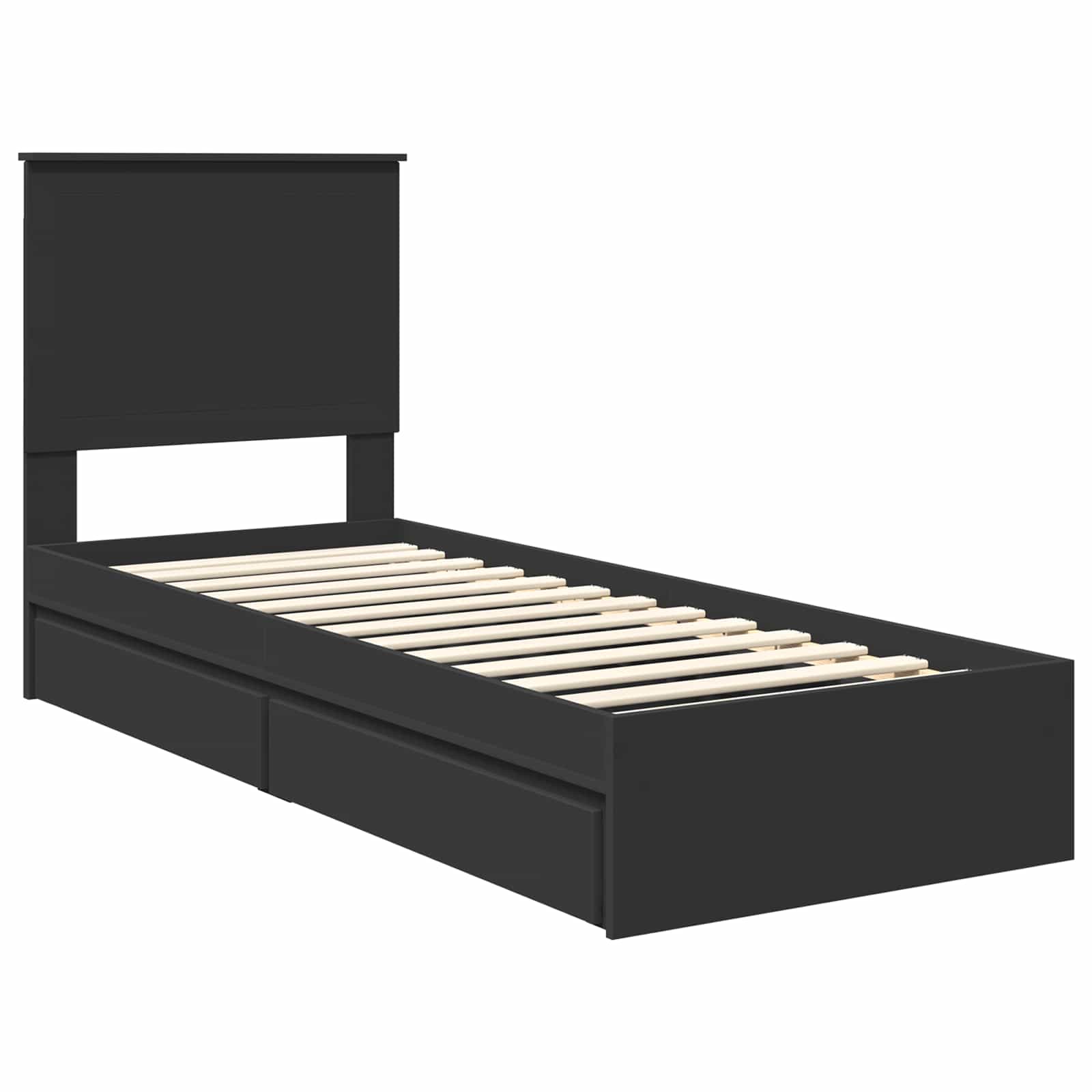 Letto con Contenitore Nero 75 x 190 cm Legno multistrato 3411258