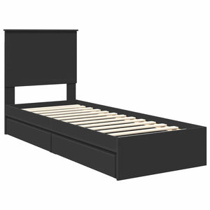 Letto con Contenitore Nero 75 x 190 cm Legno multistrato 3411258
