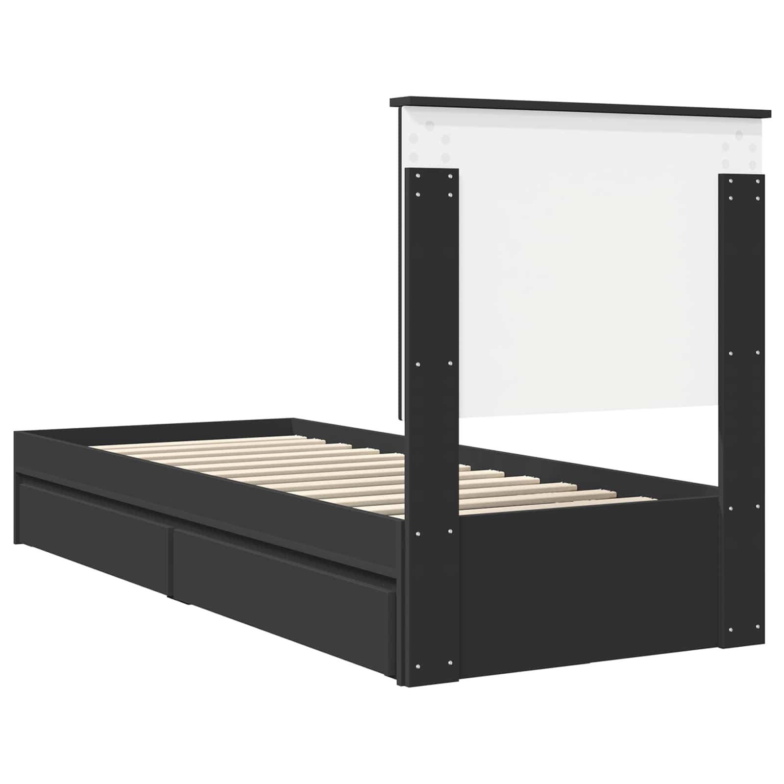 Letto con Contenitore Nero 75 x 190 cm Legno multistrato 3411258